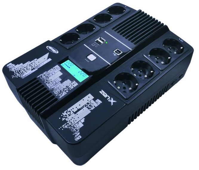 INFOSEC Zen-X 1000 Gruppo di Continuità (UPS) Line Interactive 1000VA 600W con 4 Prese di Backup e Autonomia Fino a 15 Minuti