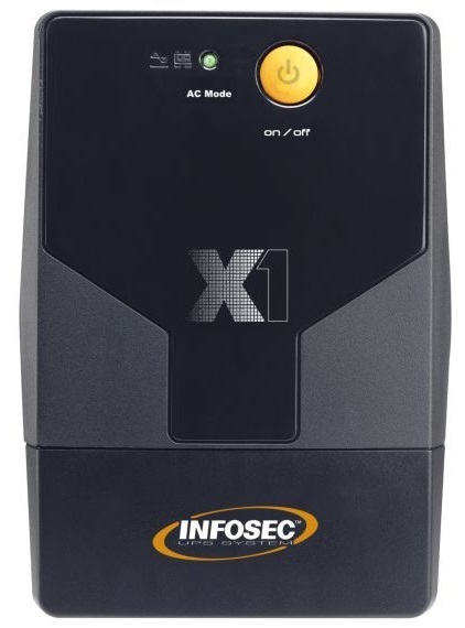 INFOSEC X1 EX 2000VA UPS Line Interactive con USB - Gruppo di Continuità 1200 W, 4 Prese Schuko, Backup fino a 45 min