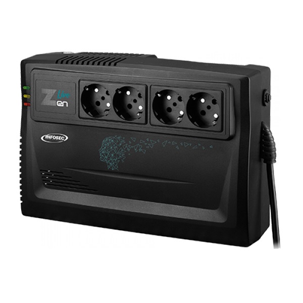 Infosec ZEN LIVE 800 Gruppo di Continuità (UPS) Line Interactive 800 VA 480 W con 4 Prese AC - Nero