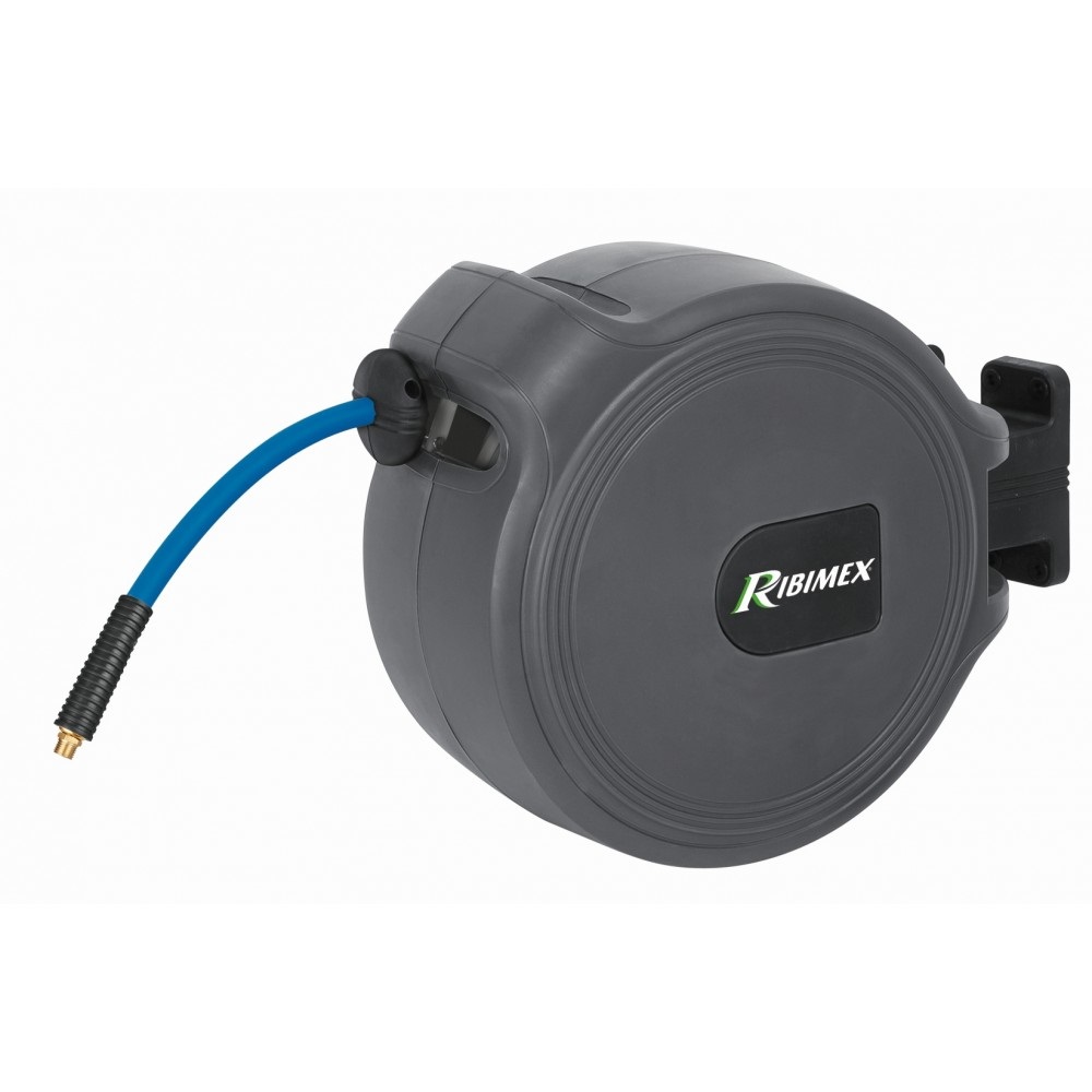 RIBIMEX PRDATR201 Avvolgitubo Aria Automatico 20 metri in PVC con Tubo di Alimentazione 1m e Raccordi Maschi 1/4