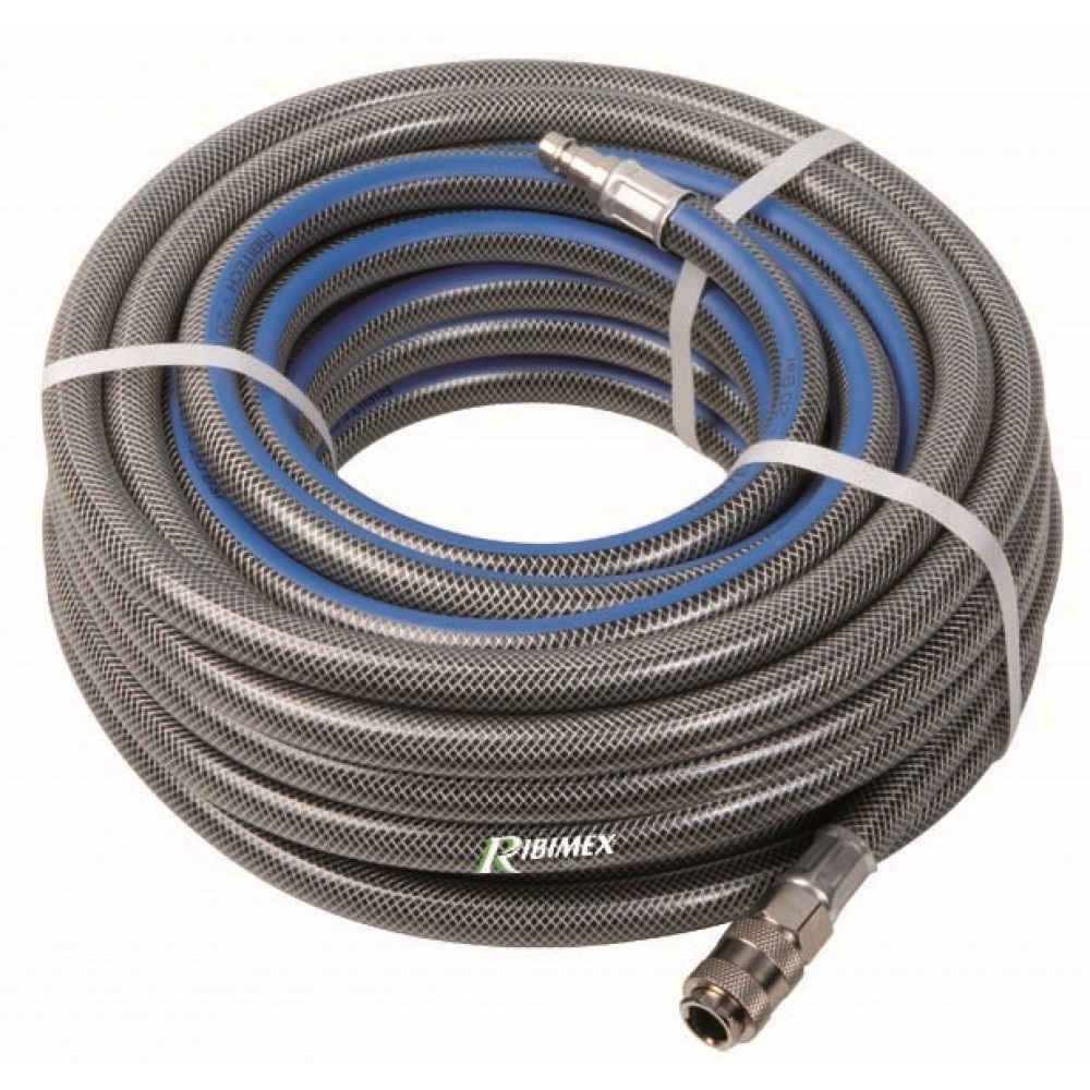 Ribimex PRTAR/RR1017 Tubo Aria Compressa in PVC 15 m, Ø Interno 10 mm, Ø Esterno 17 mm, Raccordi Automatici, Pressione Max 20 Bar