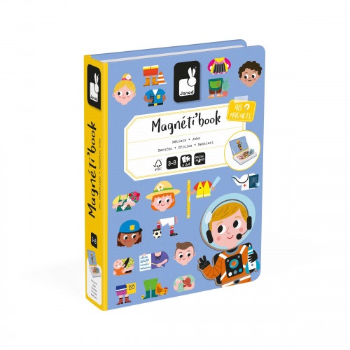 Janod J02597 Magnéti'Book Mestieri - Gioco Educativo Magnetico con 48 Calamite e 16 Carte Modello per Bambini dai 3 Anni