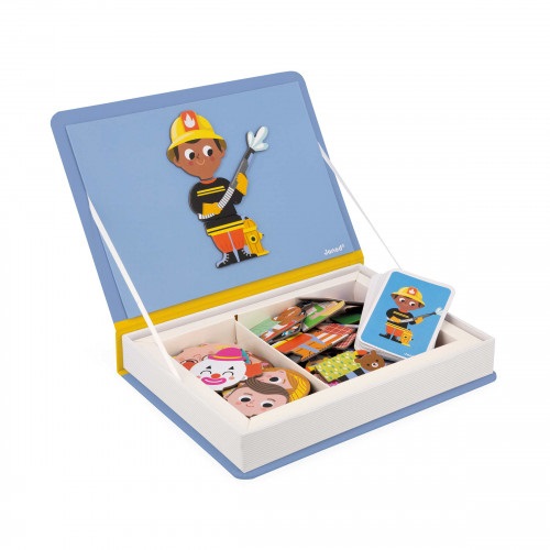 Janod J02597 Magnéti'Book Mestieri - Gioco Educativo Magnetico con 48 Calamite e 16 Carte Modello per Bambini dai 3 Anni