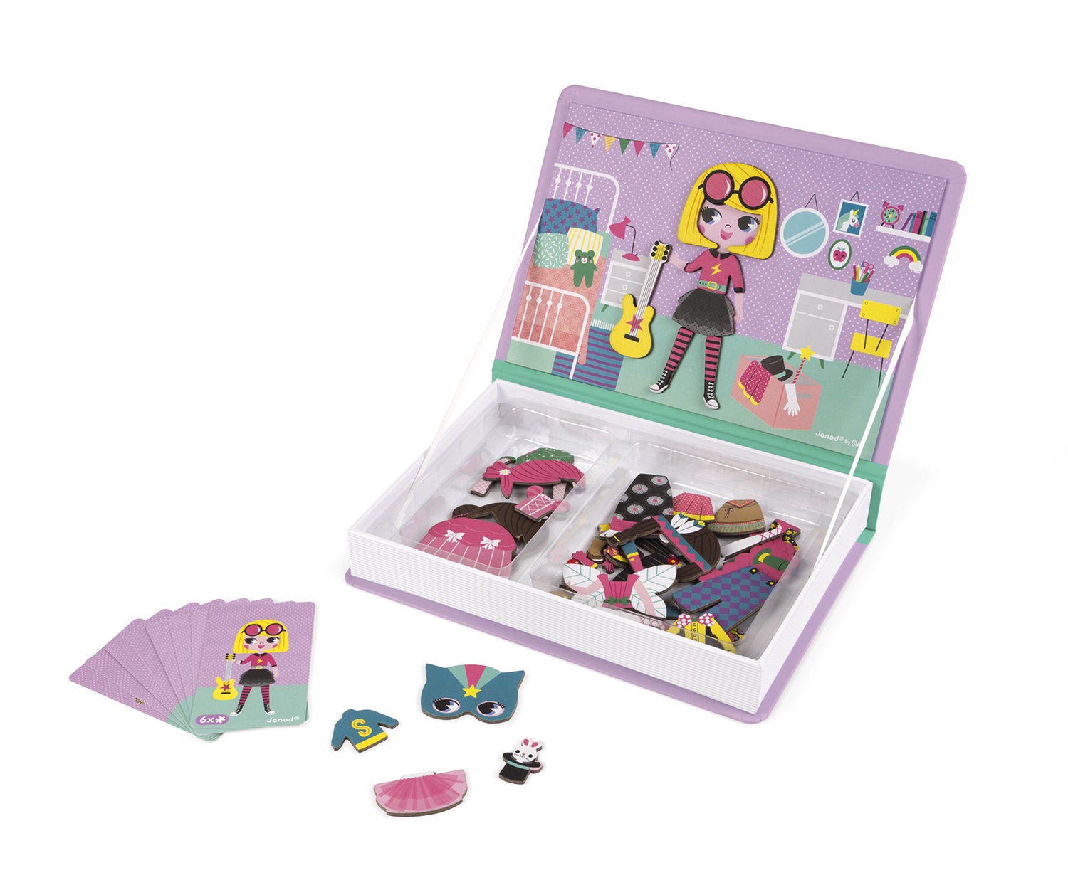 Janod Magnéti' Book 'Ragazzina' - Gioco Educativo Magnetico 50 Pezzi per Apprendimento Motricità Fine e Immaginazione, Da 3 Anni in Su