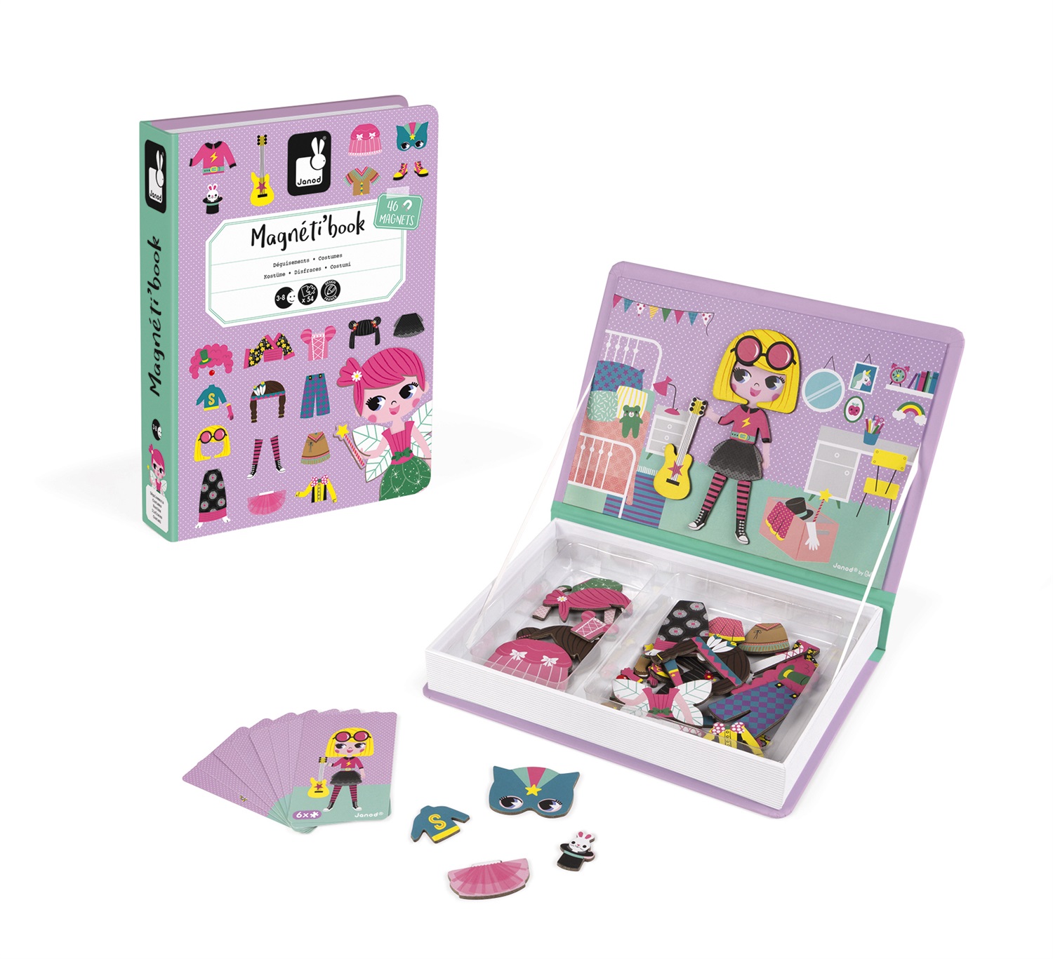 Janod Magnéti' Book 'Ragazzina' - Gioco Educativo Magnetico 50 Pezzi per Apprendimento Motricità Fine e Immaginazione, Da 3 Anni in Su