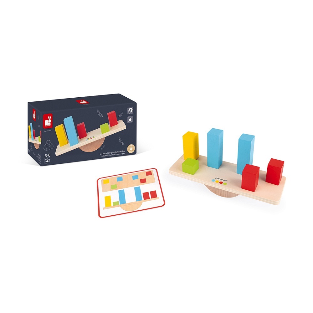 Janod - Gioco Educativo in Legno Essentiel I Pesi - Apprendimento dell'Equilibrio per Bambini a Partire da 3 Anni