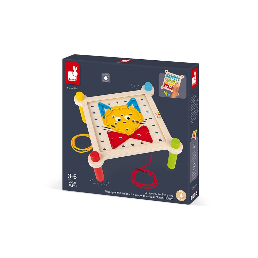 Janod Essentiel - La Tessitura: Gioco Educativo in Legno per Bambini, Sviluppa Destrezza e Creatività, A Partire da 3 Anni