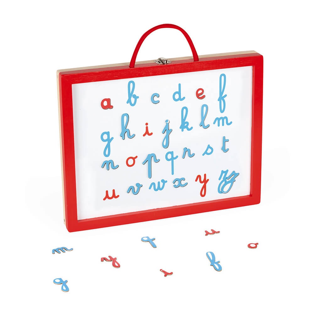 Janod Essentiel - Kit Pedagogico in Legno Lettere Corsive 4 in 1 - Apprendimento delle Lettere e della Lettura - 110 Accessori Inclusi - A Partire da 3 Anni