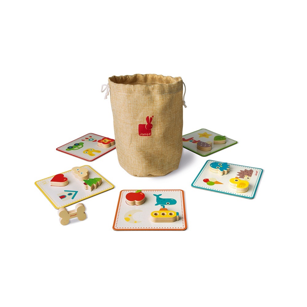 Janod Memory Touch - Gioco di Riconoscimento Tattile Educativo per Bambini dai 3 Anni - 21 Pezzi