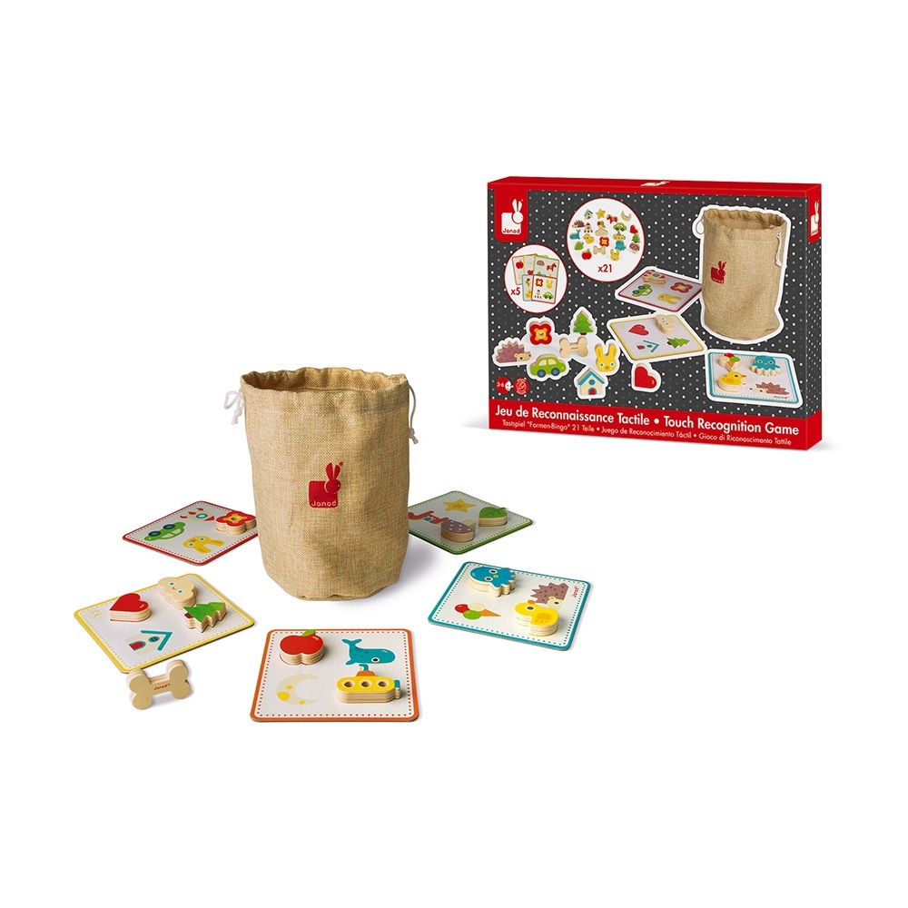 Janod Memory Touch - Gioco di Riconoscimento Tattile Educativo per Bambini dai 3 Anni - 21 Pezzi