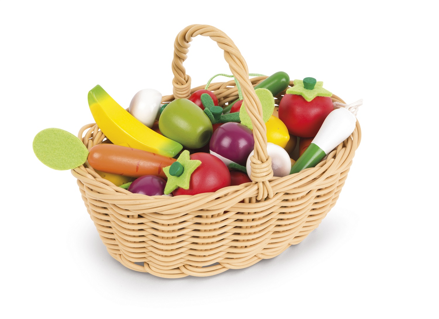 Janod J05620 Cestino di 24 Frutti e Verdure - Giocattolo Imitativo per Giocare al Negoziante, da 3 Anni in Su