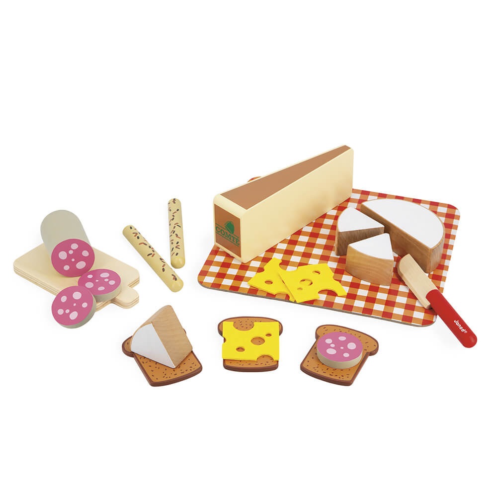 Janod - Il Mio Primo Aperitivo: Set di Giocattolo in Legno con 20 Elementi per Bambini dai 3 Anni