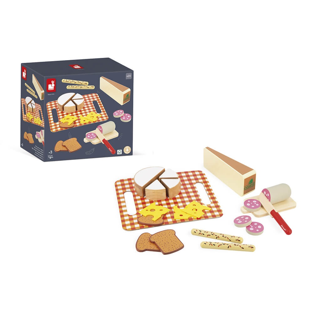 Janod - Il Mio Primo Aperitivo: Set di Giocattolo in Legno con 20 Elementi per Bambini dai 3 Anni