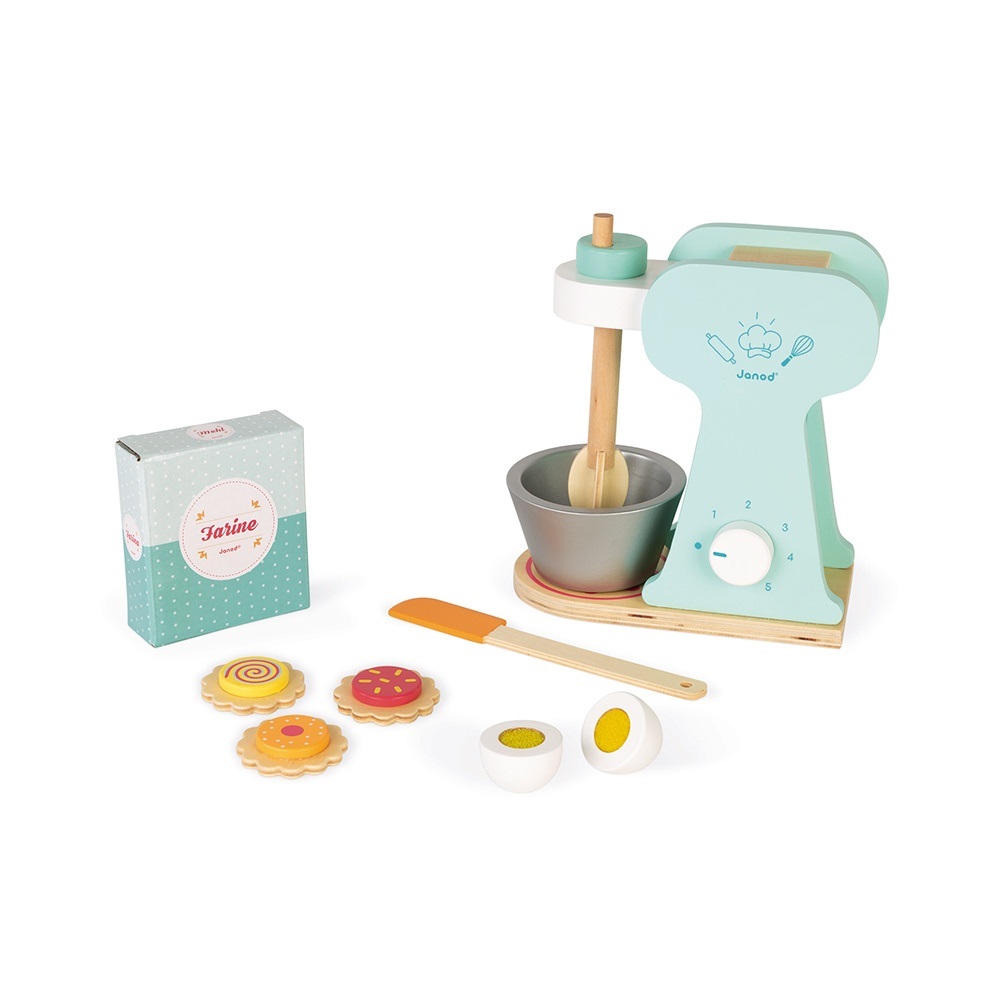 Janod Set Del Piccolo Pasticcere in Legno - Giocattolo da Cucina Imitazione con 6 Accessori Inclusi - Dall'Età di 8 Anni