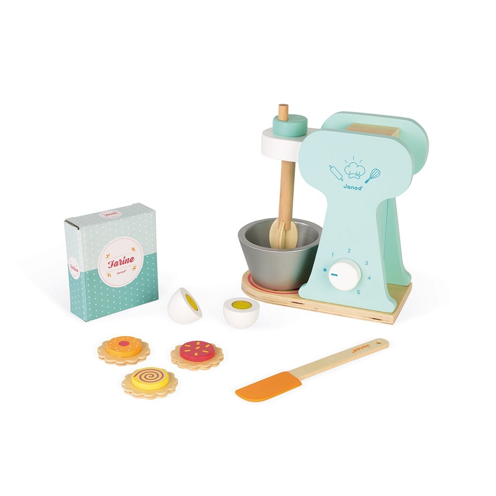 Janod Set Del Piccolo Pasticcere in Legno - Giocattolo da Cucina Imitazione con 6 Accessori Inclusi - Dall'Età di 8 Anni