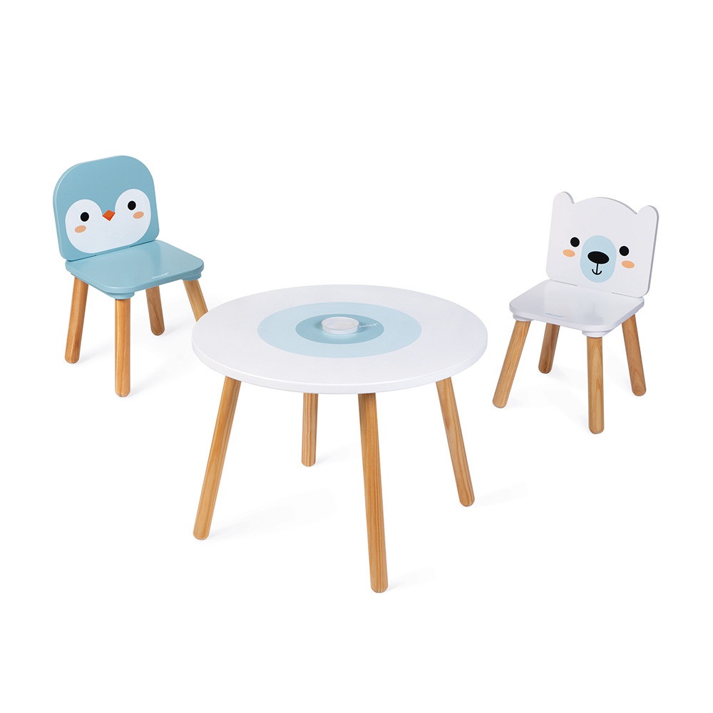 JANOD Tavolo e 2 Sedie Banchisa - Set per Bambini dai 3 ai 6 Anni, Design Adorabile e Funzionale