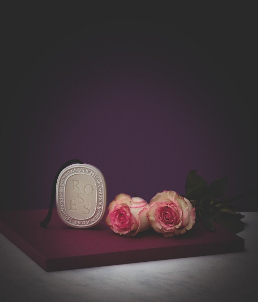 Diptyque Roses Ciottolo Profumato 35 g - Profumatore per Armadi e Cassetti in Porcellana