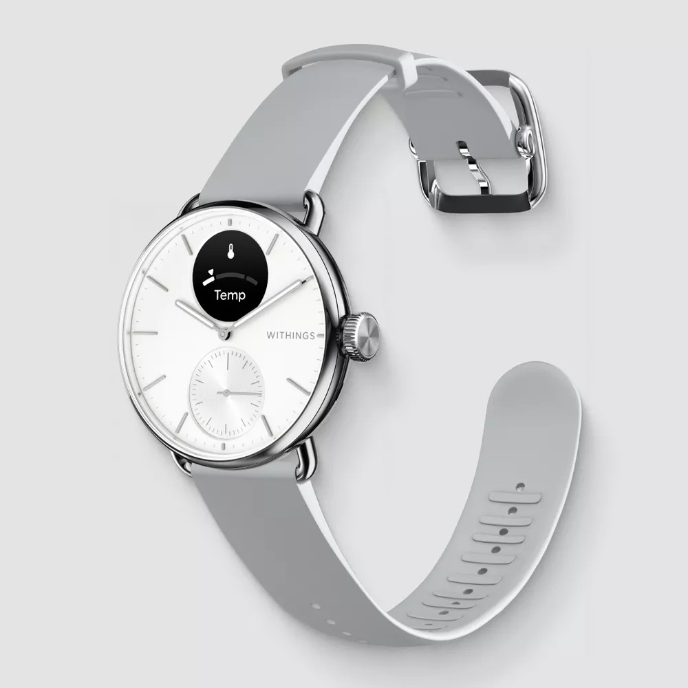 Withings ScanWatch 2 Smartwatch Ibrido 38mm Bianco - Display OLED 1,6 cm, ECG, SpO2, Monitoraggio Sonno, Impermeabile