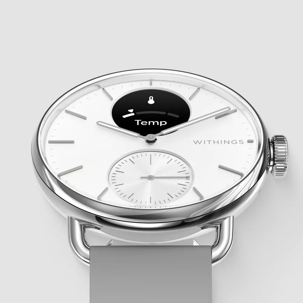 Withings ScanWatch 2 Smartwatch Ibrido 38mm Bianco - Display OLED 1,6 cm, ECG, SpO2, Monitoraggio Sonno, Impermeabile
