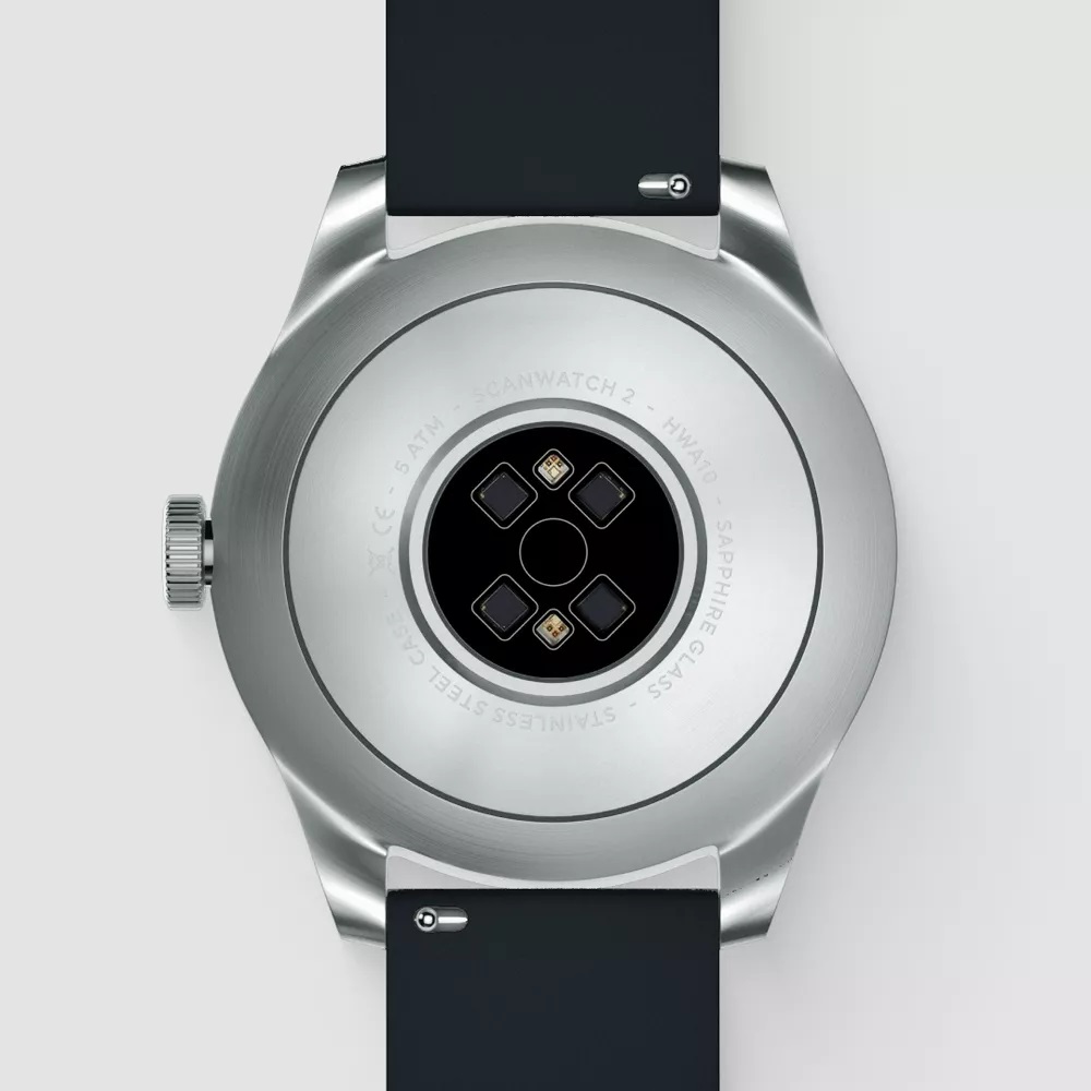 Withings ScanWatch 2 - Smartwatch ibrido 42 mm con ECG, SpO2, monitoraggio della temperatura, sonno e attività, impermeabile, batteria fino a 30 giorni