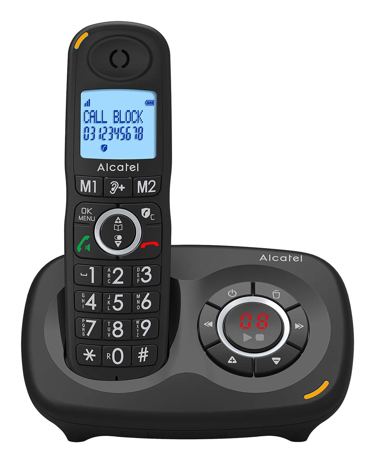 Alcatel XL595 B Voice Duo - Telefono senza fili con segreteria, 2 combinatori, grande schermo e audio-boost