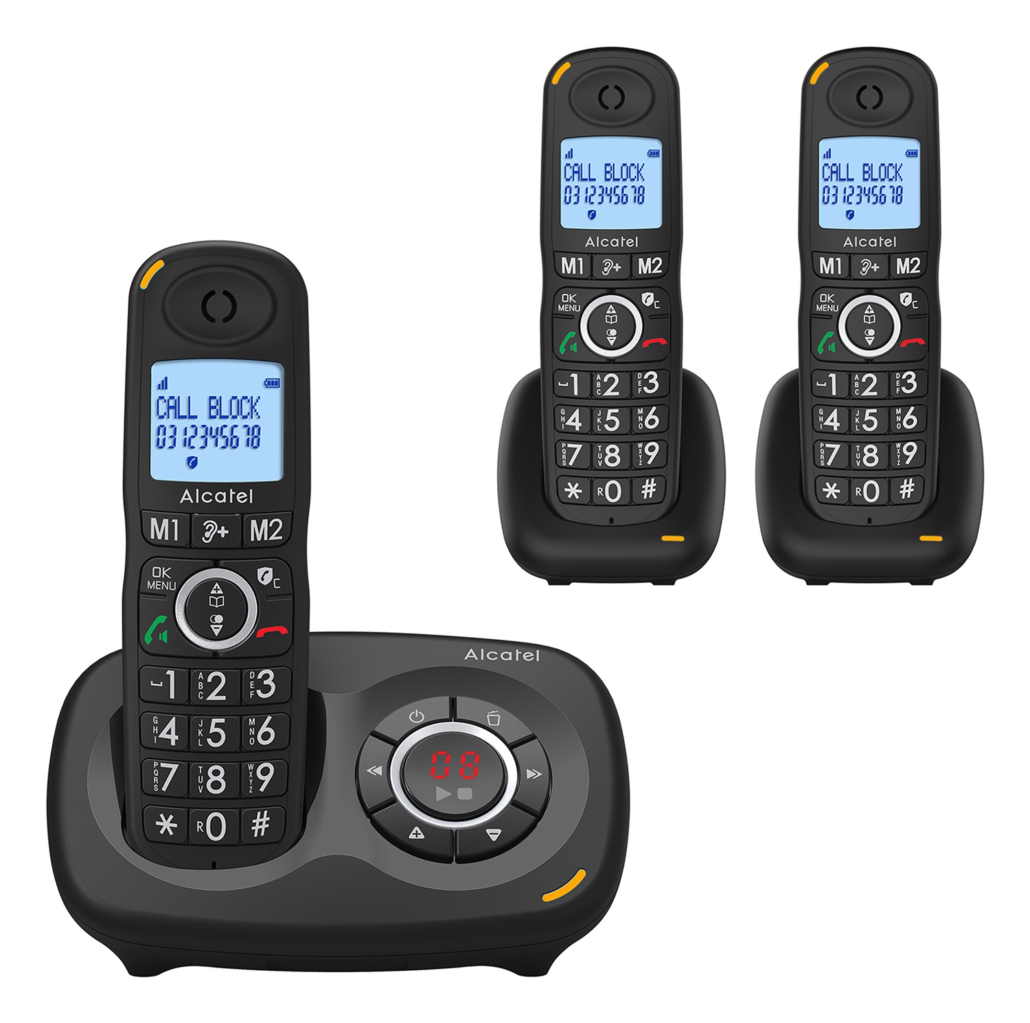 Alcatel XL595 B Voice Duo - Telefono senza fili con segreteria, 2 combinatori, grande schermo e audio-boost