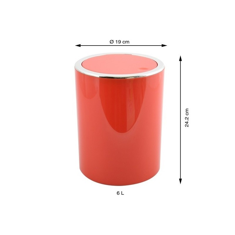 MSV Pattumiera a Pedale Kamaka 6L con Coperchio Basculante - Design Elegante per Bagni e Cucine - Rosso