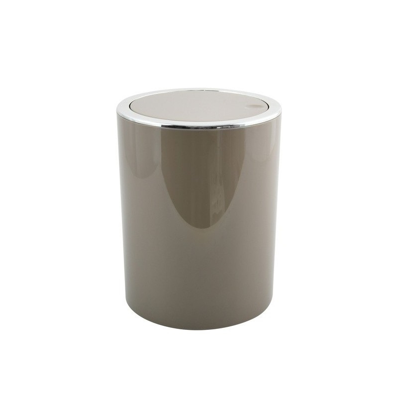 MSV Pattumiera a pedale Kamaka 6L - Cestino rotondo con coperchio basculante in ABS Grigio talpa - Dimensioni Ø18,5 x 26 cm