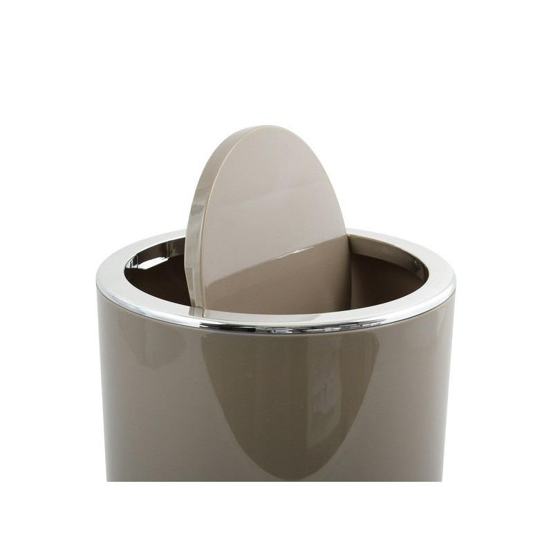 MSV Pattumiera a pedale Kamaka 6L - Cestino rotondo con coperchio basculante in ABS Grigio talpa - Dimensioni Ø18,5 x 26 cm