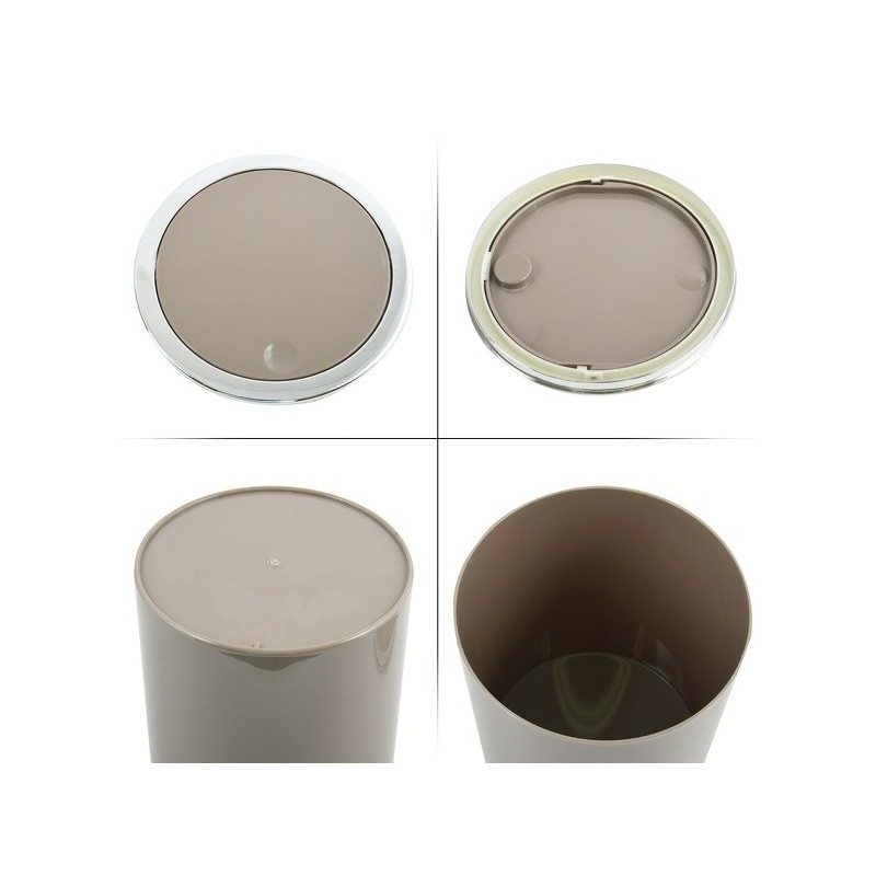MSV Pattumiera a pedale Kamaka 6L - Cestino rotondo con coperchio basculante in ABS Grigio talpa - Dimensioni Ø18,5 x 26 cm