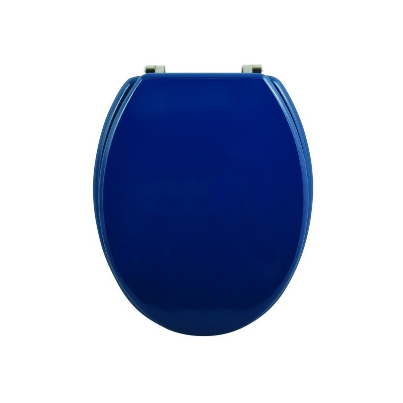 MSV Sedile WC in MDF e Acciaio INOX Blu Scuro - Dimensioni 43,5 x 37,5 x 1,8 cm con Cerniere Resistenti