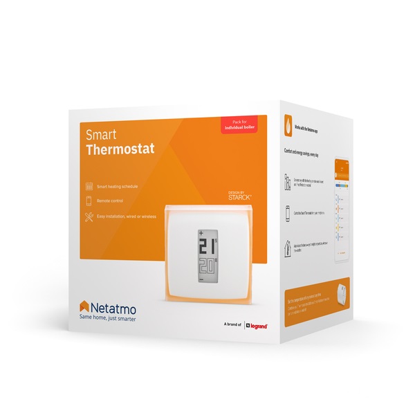 Netatmo Termostato Wifi Intelligente per Caldaia Individuale - Controllo Remoto, Risparmio Energetico, Compatibile con Google e Alexa