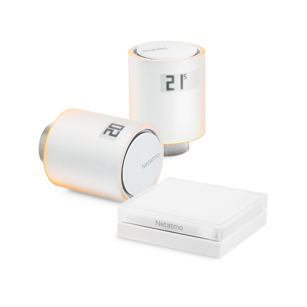 Netatmo Valvole Termostatiche Intelligenti per Radiatori - Kit di Base con 2 Valvole e 1 Relè, Bianco, 0-50 °C, Wifi