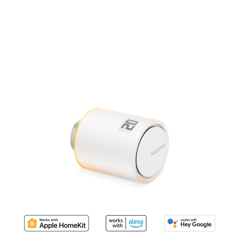 Netatmo Valvola Termostatica Intelligente Aggiuntiva per Termosifoni - Wifi, Bianco, Controllo Temperatura 5-30°C, Compatibile con Vari Adattatori