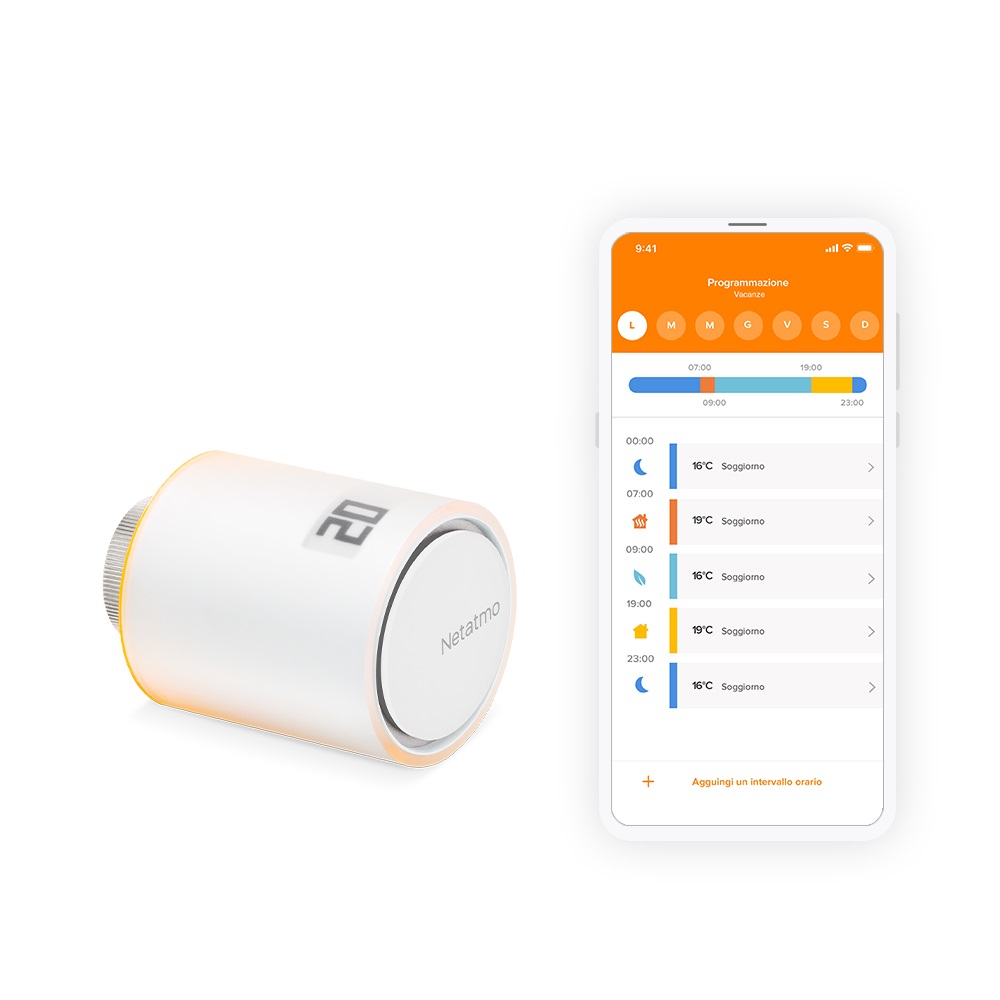 Netatmo Valvola Termostatica Intelligente Aggiuntiva per Termosifoni - Wifi, Bianco, Controllo Temperatura 5-30°C, Compatibile con Vari Adattatori