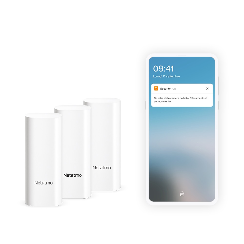Netatmo Sensori Intelligenti per Porte e Finestre - Wireless, Rilevamento Vibrazioni, Confezione da 3, Bianco