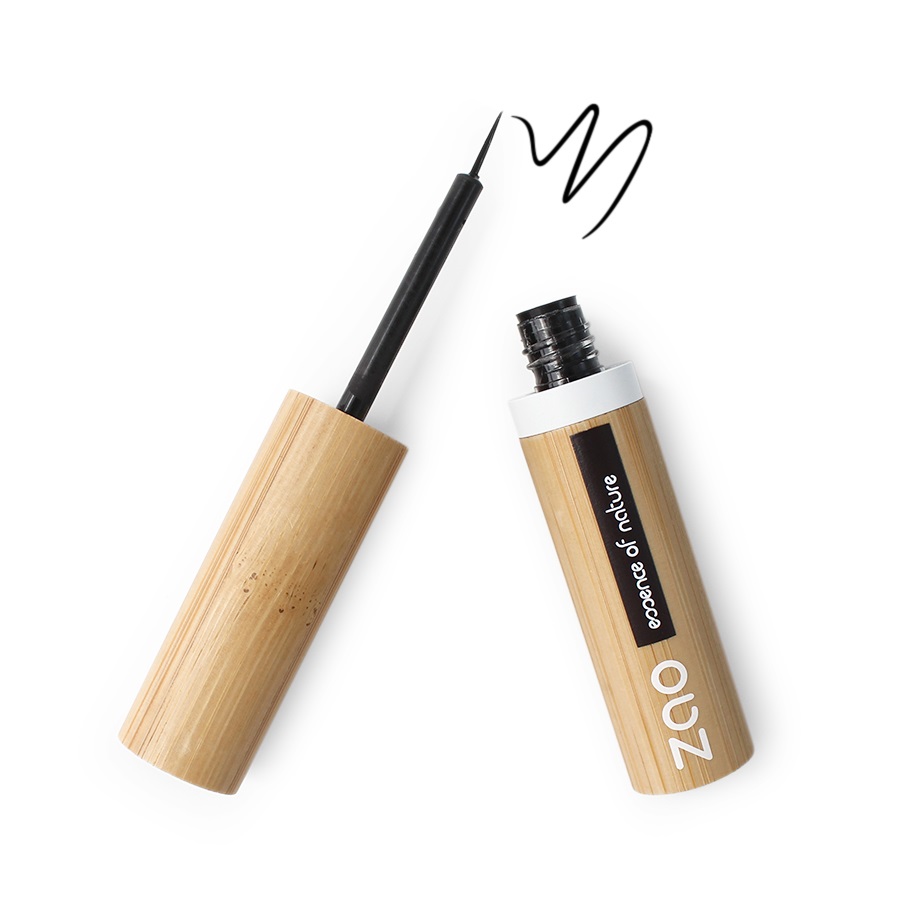ZAO Eyeliner di Bambù Liquido Nero Intenso 3,8 ml con Pennello - Formula Naturale e Biologica