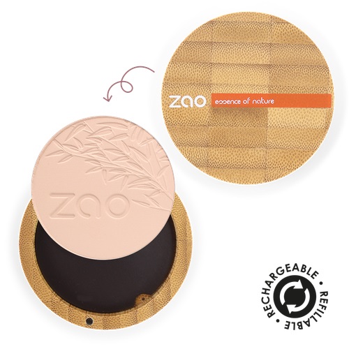 ZAO Polvere Compatta Bio 9 gr - Colore Capuccino n. 304, Unifica e Opacizza la Carnagione