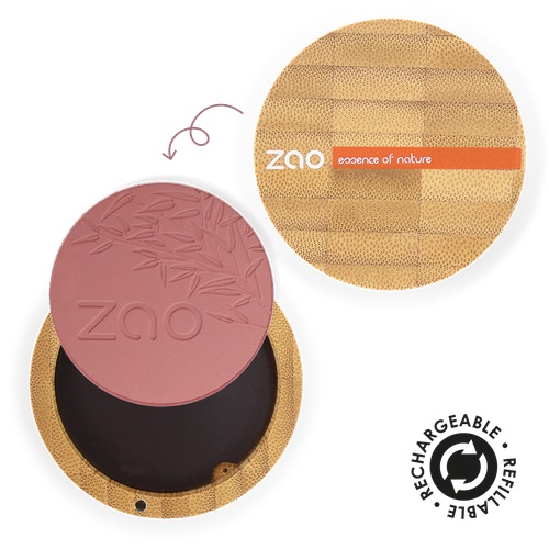 ZAO Bamboo Compact Blush 322 - Marrone Rosa, 9 g - Polvere Vellutata con Finish Naturale