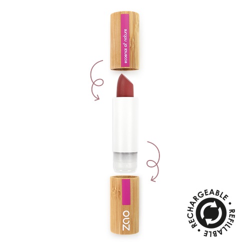 Zao Rossetto Classic 465 Rosso Scuro Opaco 3,5 g - Idratante con Olio di Ricino e Burro di Karité