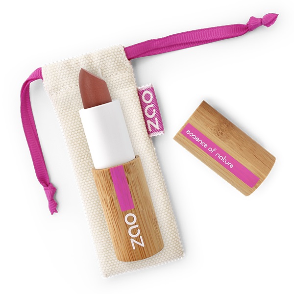 ZAO Essence of Nature Rossetto Opaco Scuro Nudo 467 - 3,5 g in Confezione Ricaricabile in Bambù