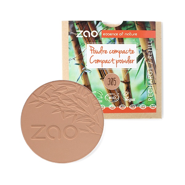 ZAO Essence of Nature Ricarica di Cipria Compatta 9 g - Polvere Minerale 305 Milk Chocolate