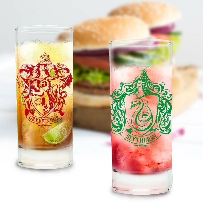 ABYSTYLE - Set di 3 Bicchieri Harry Potter in Vetro di Alta Qualità, Capacità 29cl, Lavabili in Lavastoviglie