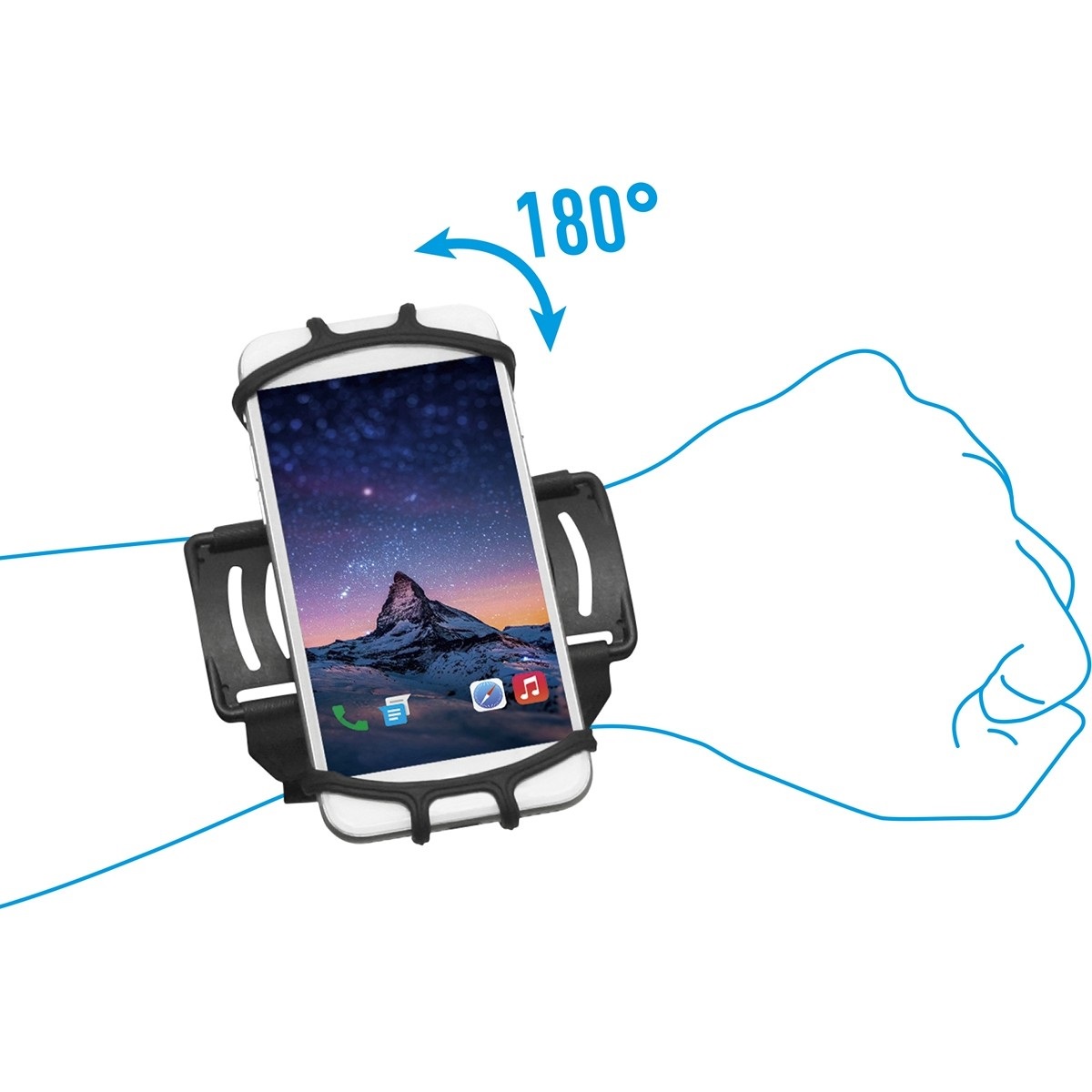 Mobilis Fascia da Braccio Universale 030004 per Smartphone e Terminali da 5'' a 7'', Regolabile, Rotazione di 360°, Compatibile con iPhone, Samsung e Altri