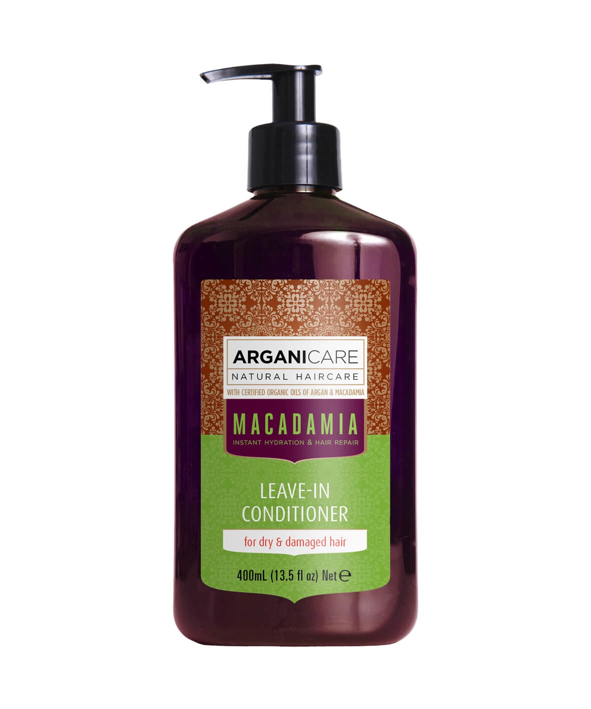 Arganicare Balsamo Leave-In Macadamia 400 ml - Trattamento Riparatore per Capelli Secchi e Danneggiati, Ultra Idratante e Nutriente
