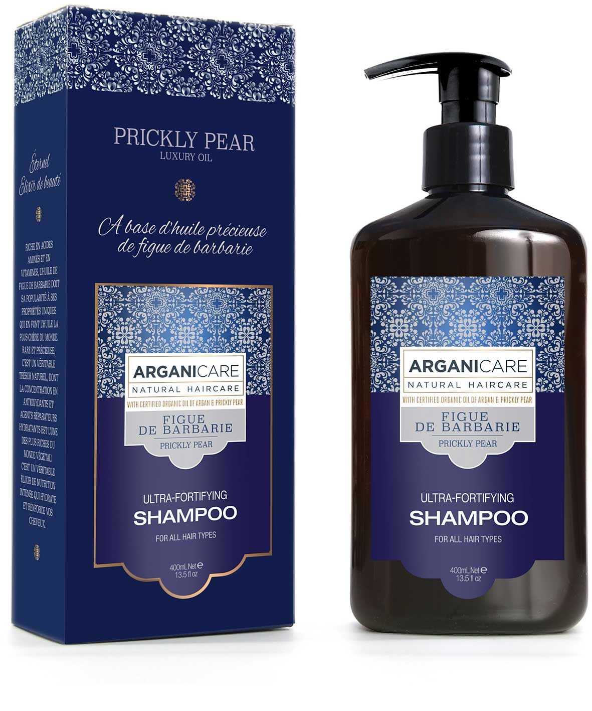 Arganicare Shampoo Fortificante al Fico d'India e Vitamina E - 400 ml - Nutriente e Rinforzante per Tutti i Tipi di Capelli