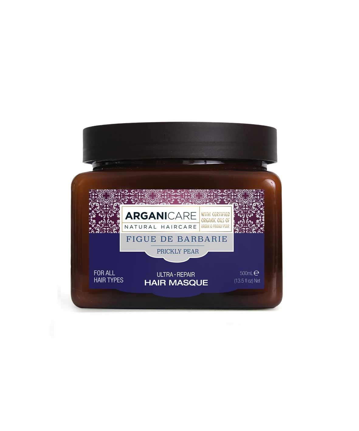 Arganicare Maschera Ultrareparatrice 500ml - Idratante e Nutriente per Tutti i Tipi di Capelli con Olio di Argan e Fico d'India