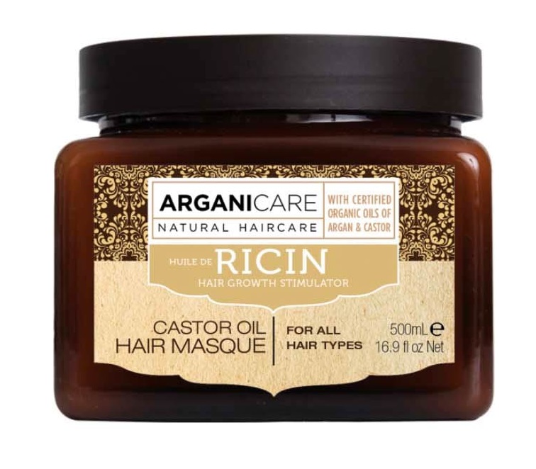 Arganicare Maschera per capelli all'olio di ricino e olio di argan 500 ml - Nutriente e rinforzante per tutti i tipi di capelli