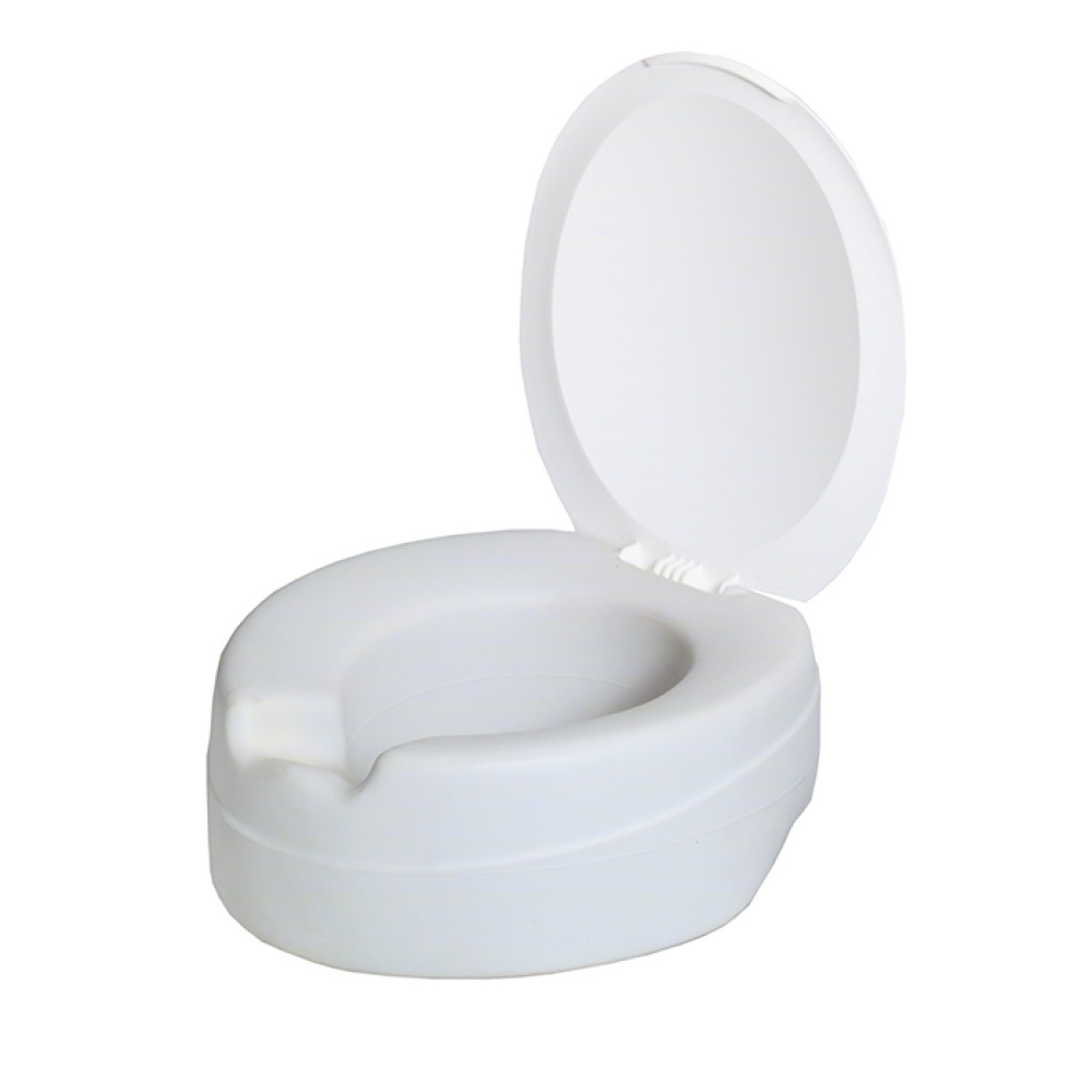 GIMA Rialzo WC Contact Plus - Sedile Morbido Ergonomico con Coperchio in Schiuma ad Alta Densità e Pellicola PVC