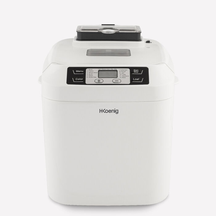 H.Koenig BAKE340 - Macchina per il pane 550 W con 12 programmi, dispenser per cereali e schermo LCD